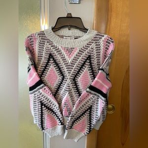Patterned Woven Heart sweater, size large.